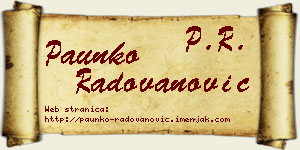 Paunko Radovanović vizit kartica